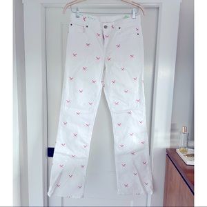 Lilly Pulitzer Aida white jeans - embroidered martini sword fight